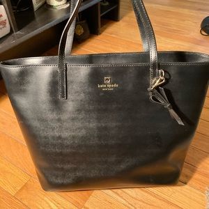Large black leather Kate Spade tote purse